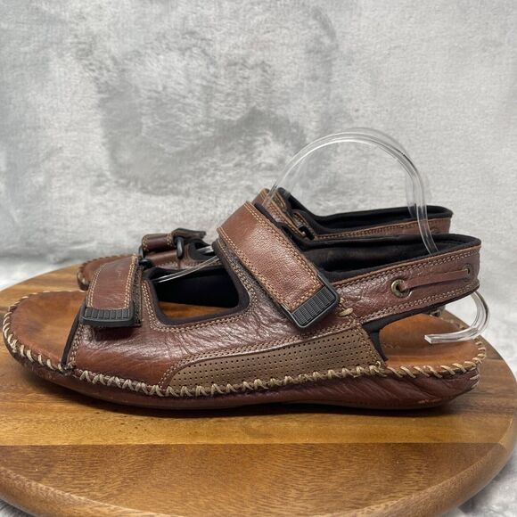 Florsheim Sandals Mens 10 M Brown Leather San Carlos Ankle Strap Open Toe - Picture 10 of 16